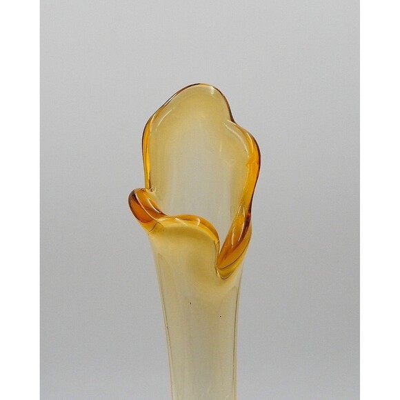 Viking Glass Amber Swung Vase Six Petal Footed Stretch 16 Inch